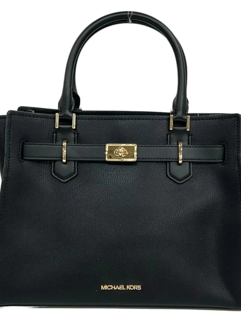 MICHAEL KORS Hamilton Medium Satchel 35T1GHMS2L Black Leather Tote Bag